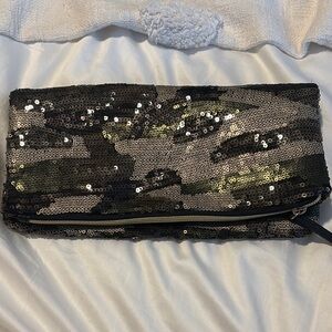 Sequin Camouflage Clutch